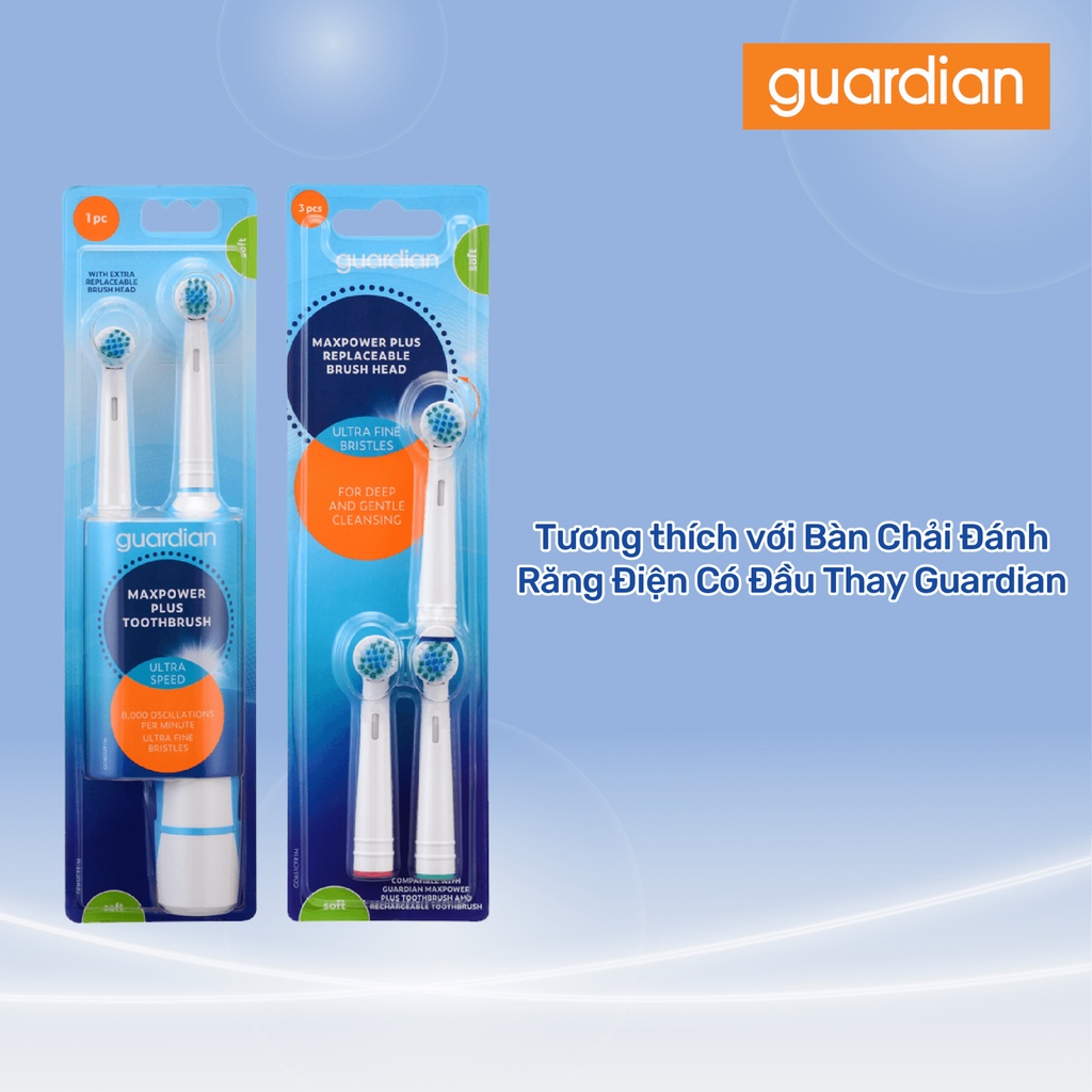 Đầu Bàn Chải Điện Guardian Maxpower Plus Rechargeable Brush Head 3 Cái