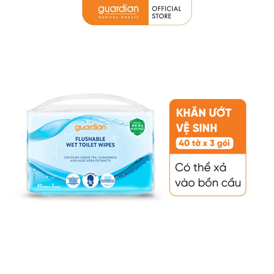 Khăn Giấy Ướt Vệ Sinh Guardian 40 Miếng x 3 Gói