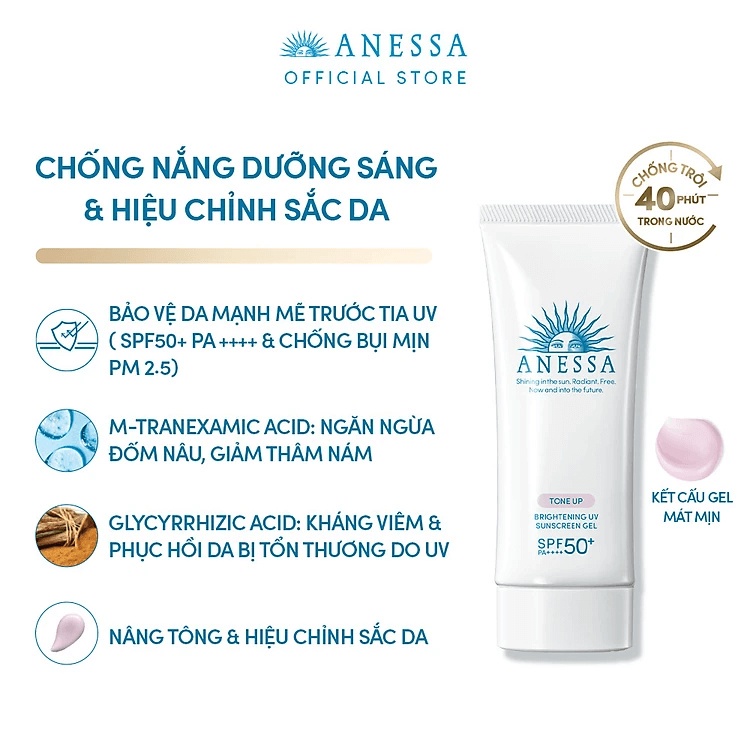 Gel Chống Nắng Dưỡng Sáng Nâng Tông Anessa Brightening UV SPF50+ PA++++ 90Gr