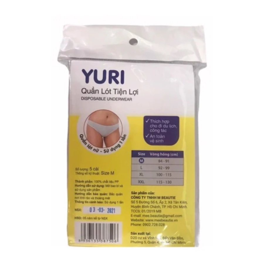Quần Lót Giấy Nữ Yuri Size L 5 Cái