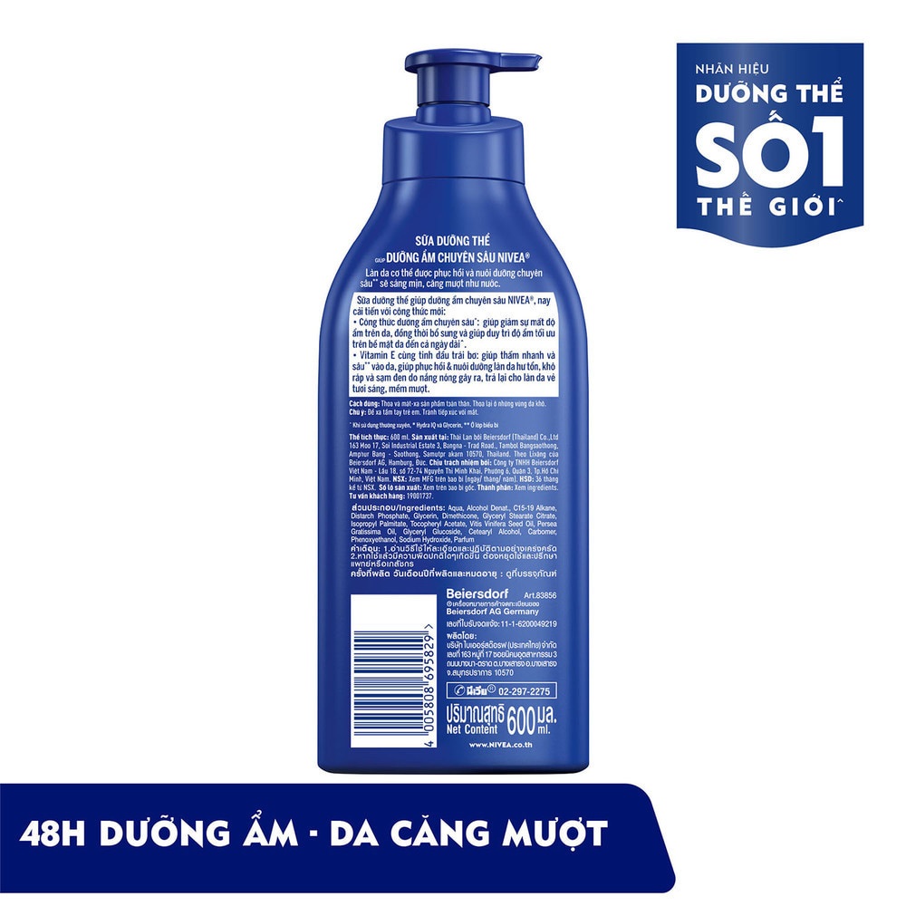 Sữa Dưỡng Thể Nivea Dưỡng Ẩm Chuyên Sâu Intensive Moisture 600ml