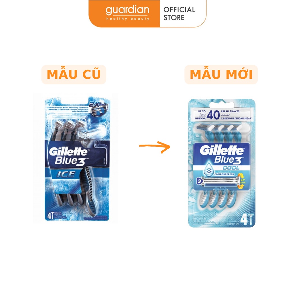 Dao Cạo Râu Blue 3 Mát Lạnh Gillette 4 Cây