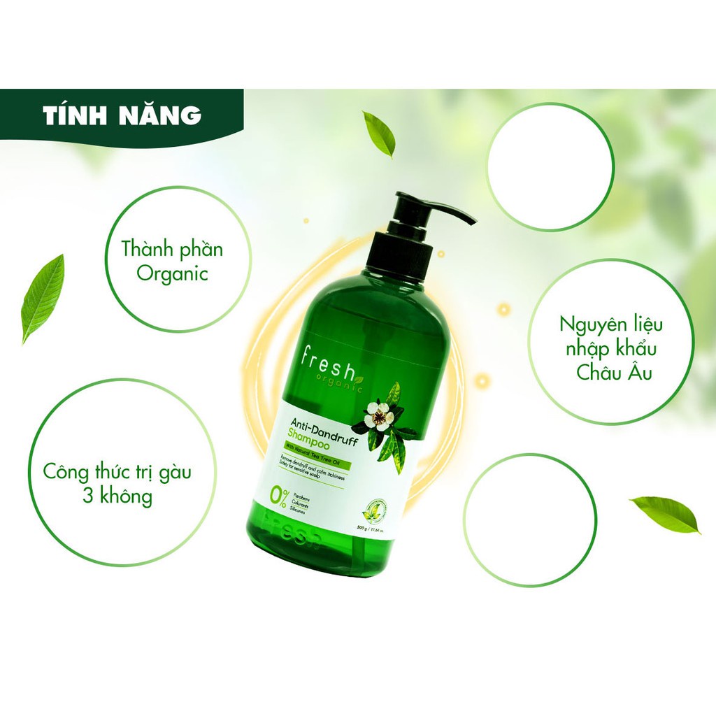 Dầu Gội Giảm Gàu Tea Tree Anti Dandruff Shampoo Organic Fresh 500Gr