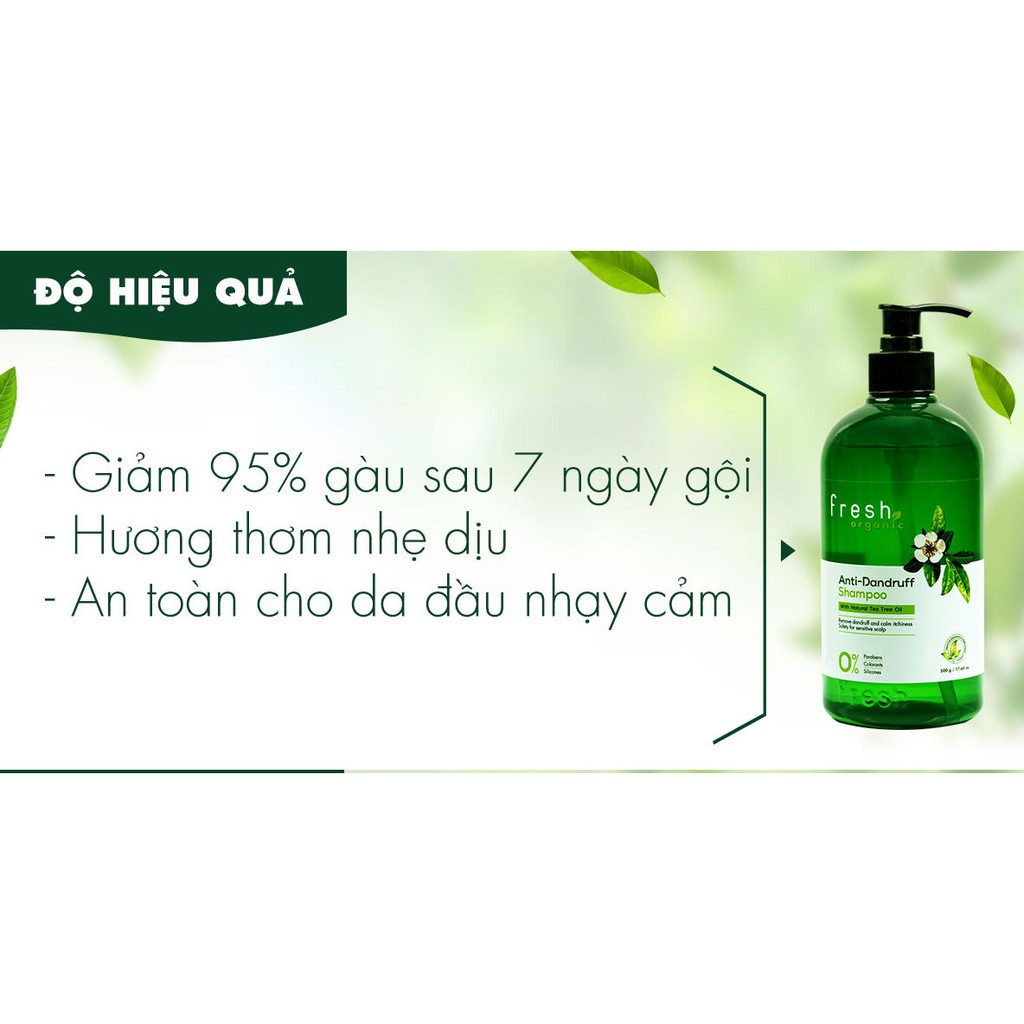 Dầu Gội Giảm Gàu Tea Tree Anti Dandruff Shampoo Organic Fresh 500Gr