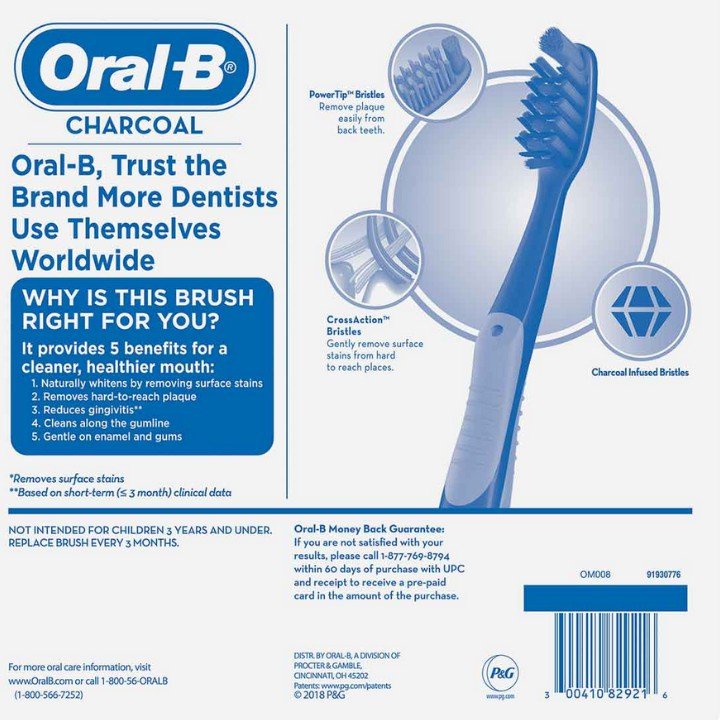 Bàn Chải Chiết Xuất Than Hoạt Tính Oral-B Vỉ 1 Cây