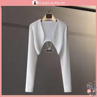 O ghi L nu D T kim Áo Khoác cardigan Dệt kim Dài Tay Dáng Ôm Ngắn Và Lưng Cao Thời Trang Mùa Hè Thoáng Khí Cho Nữ