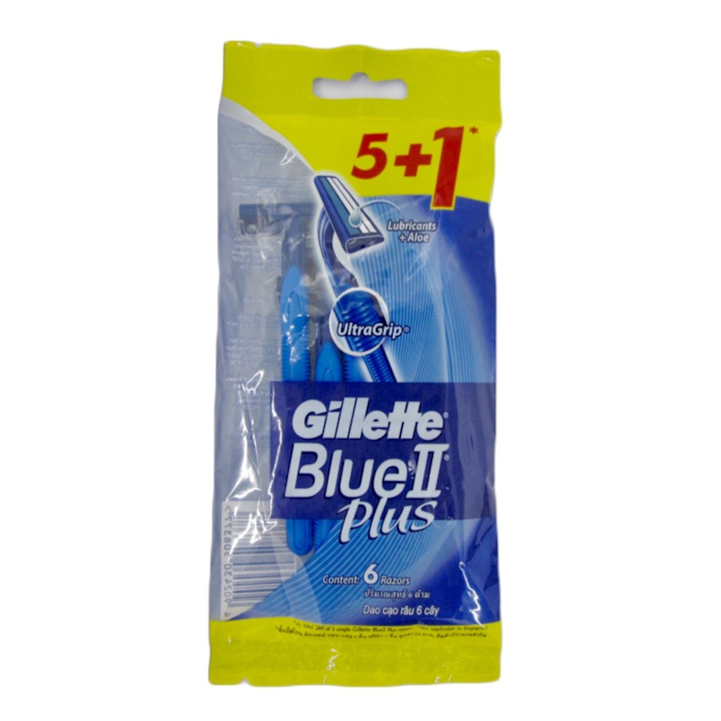 Dao Cạo Râu Cán Xanh Blue II Plus Gillette Gói 5+1 Cái