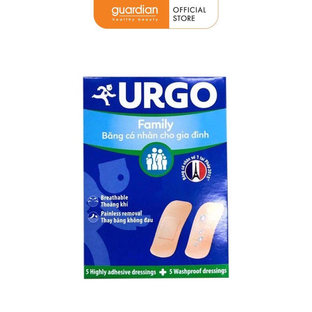 Băng Cá Nhân Dạng Gói Family Dành Cho Gia Đình Urgo 10 Miếng