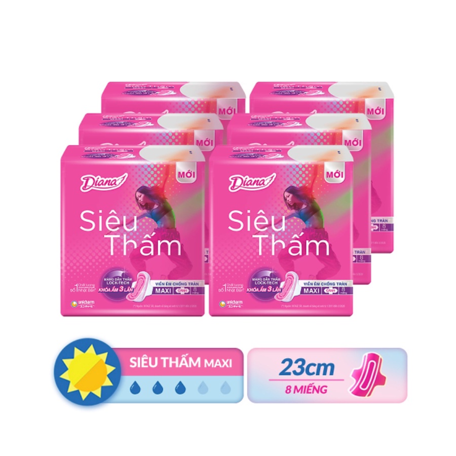 Băng Vệ Sinh Siêu Thấm Có Cánh 23cm Diana 8 Miếng