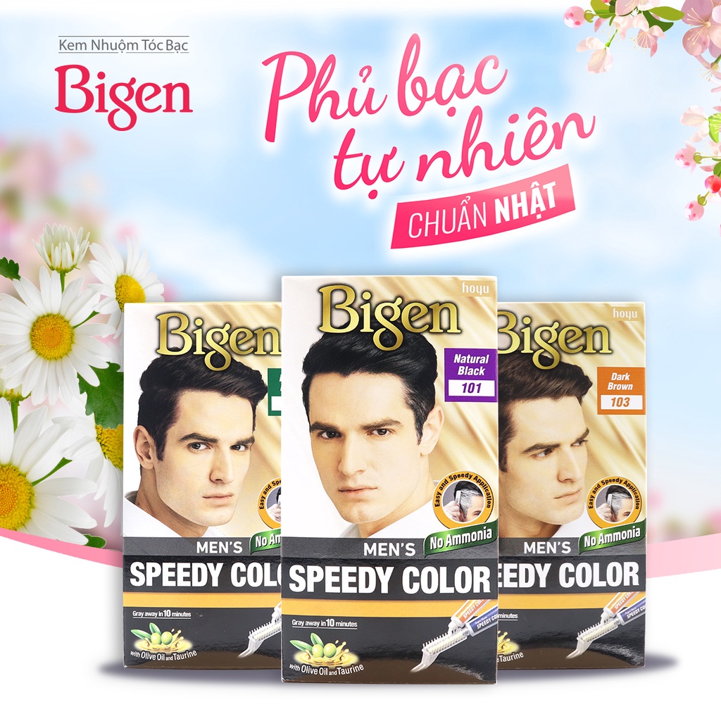 Kem Nhuộm Tóc Cho Nam Bigen Mens Speedy Color 101 Màu Đen Tự Nhiên 80gr