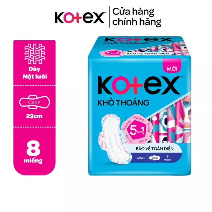 Băng Vệ Sinh Khô Thoáng Dày Cánh Kotex 8 Miếng