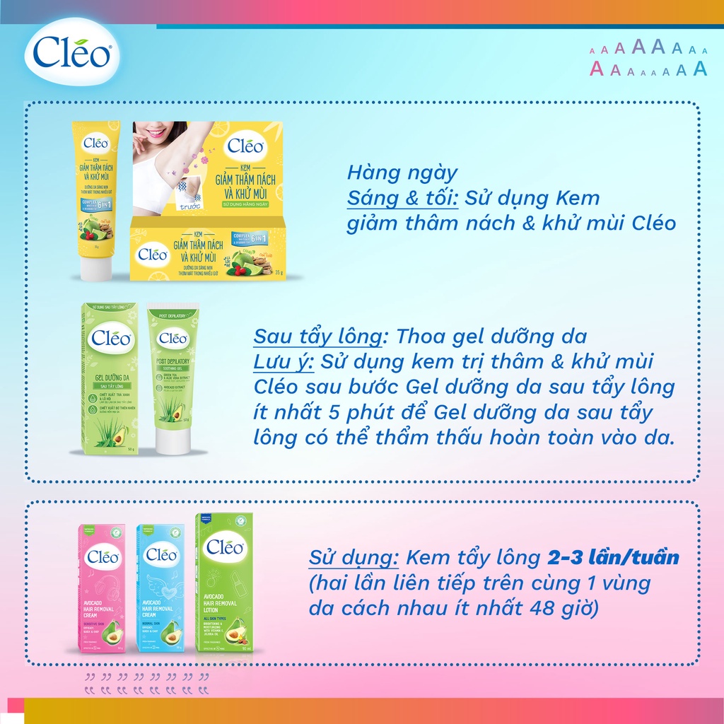 Kem Tẩy Lông Cho Da Thường Avocado Hair Removal Cream Normal Skin Cléo 50Gr