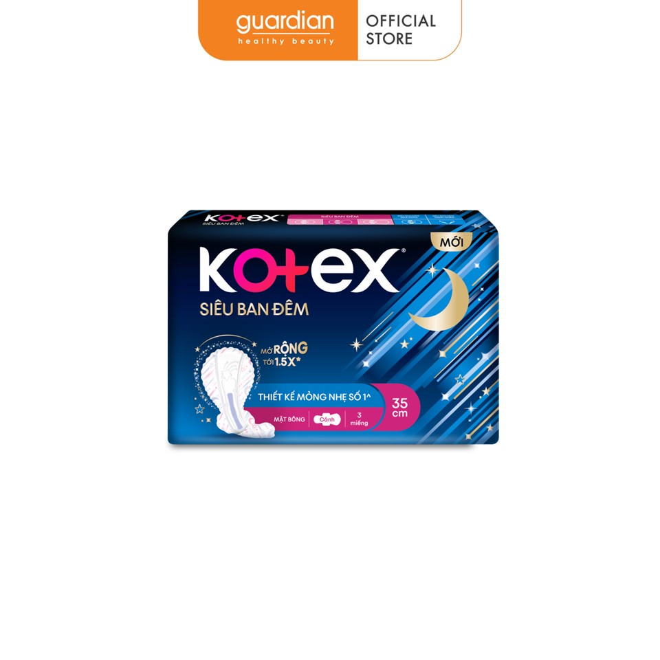 Băng vệ sinh Kotex siêu ban đêm cánh 35cm (3 miếng)