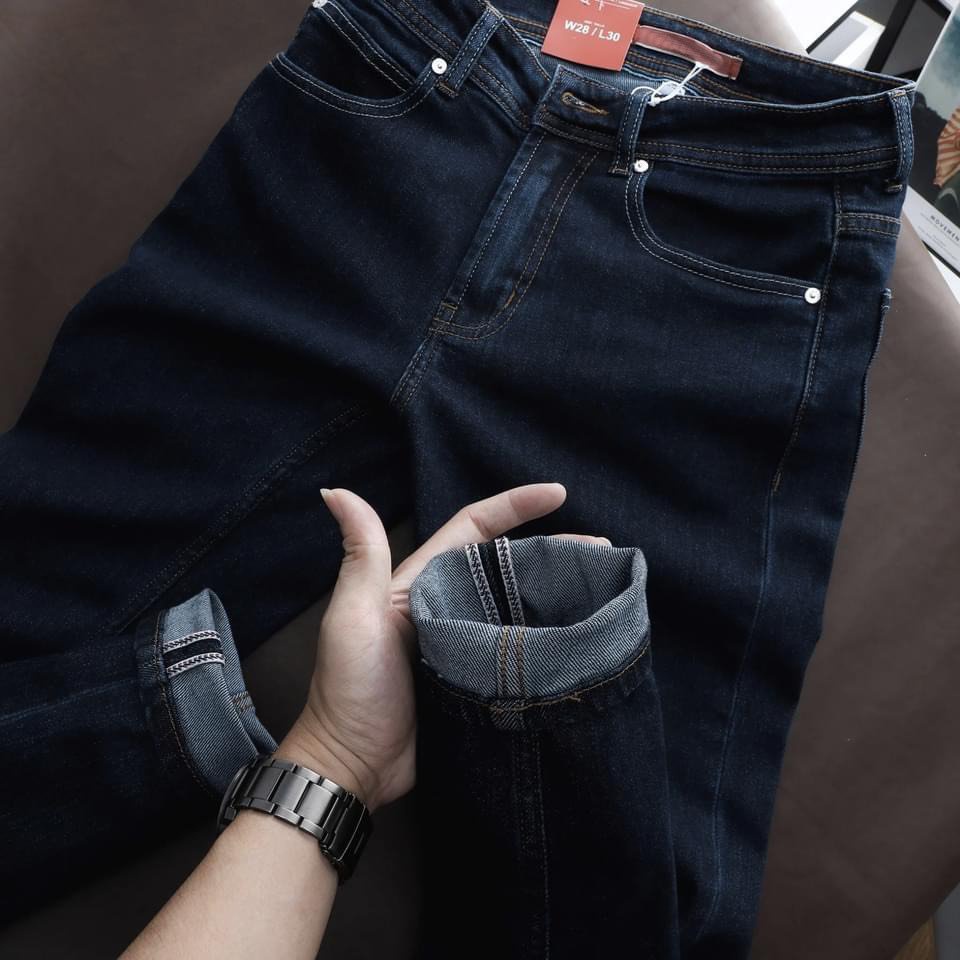 Quần jeans nam xanh đen đậm màu chuẩn hình quần nam đẹp cao cấp chính hãng DONG PHUONG