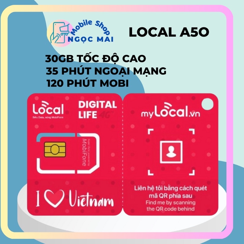 Sim 4G Mobifone Local A50 , A89s , 0 đồng (chụp mở) - hàng chính hãng