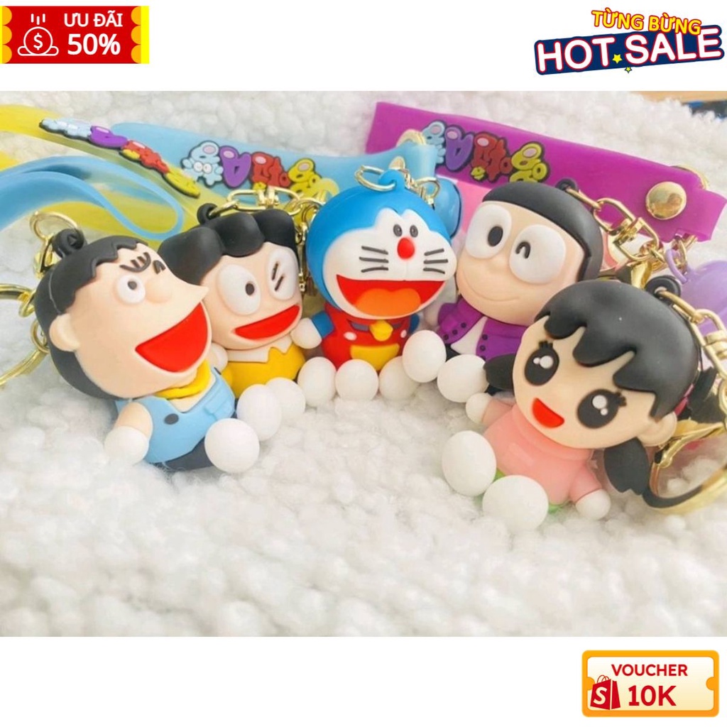 Móc khóa Doraemon Nobita, móc khóa cute dễ thương chất liệu silicon dùng làm quà tặng, dây treo