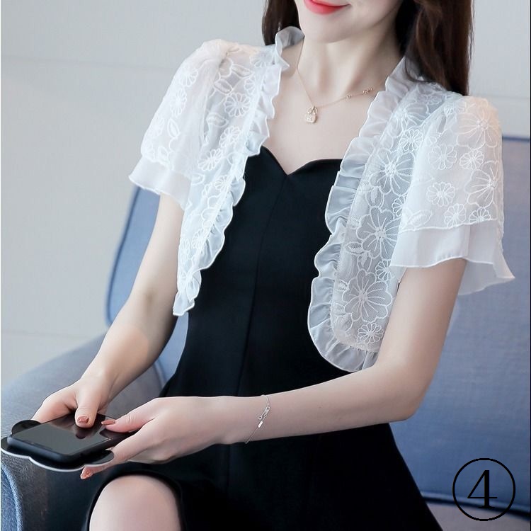 Áo Khoác Ren Mỏng Chống Nắng Kèm Đầm Dây Thời Trang Mùa Hè Dành Cho Nữ