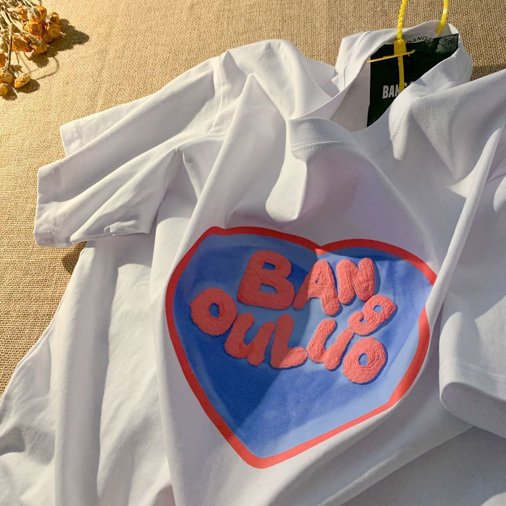 Áo Thun Nữ Ngắn Tay In Hình Trái Tim Thời Trang Hàn Quốc