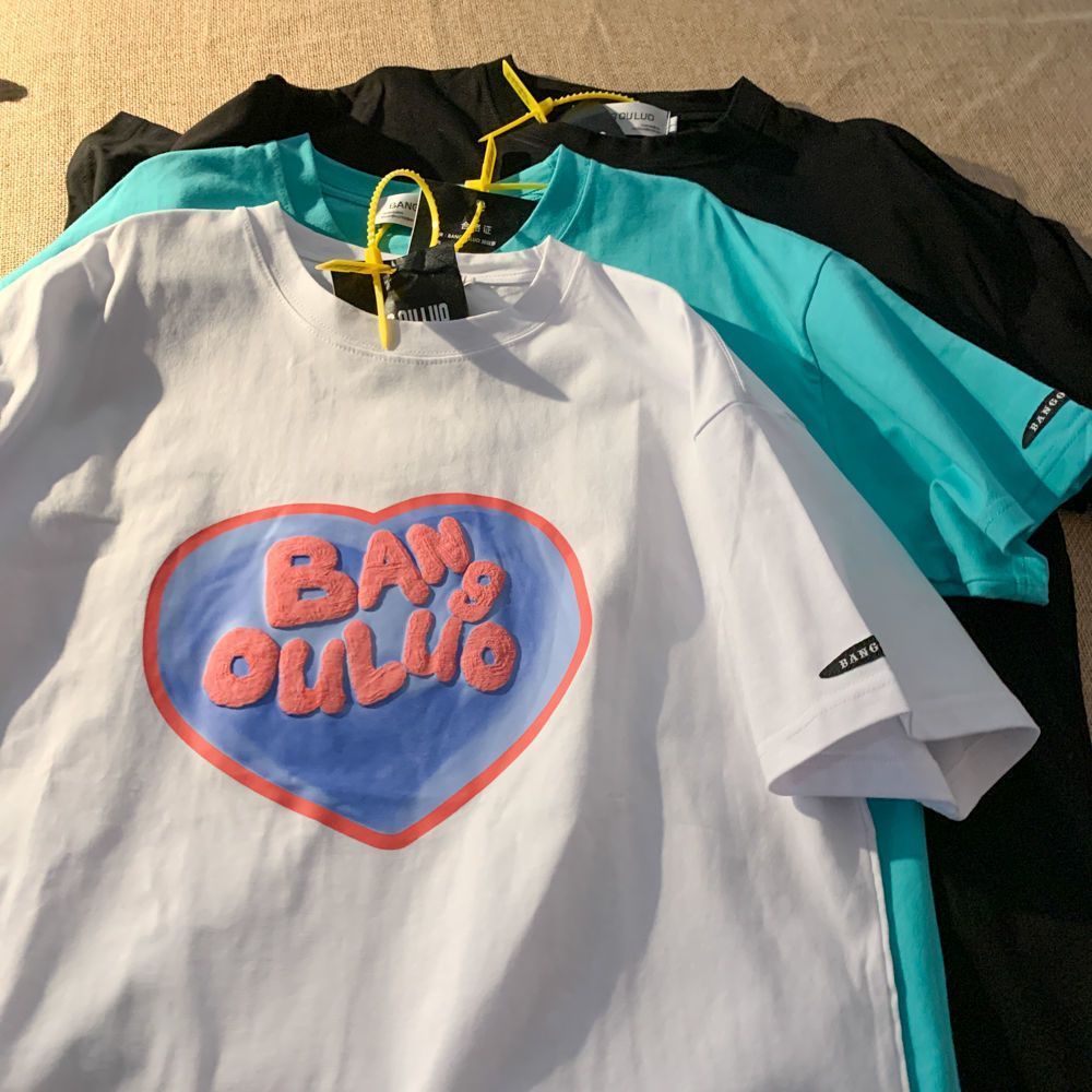 Áo Thun Nữ Ngắn Tay In Hình Trái Tim Thời Trang Hàn Quốc