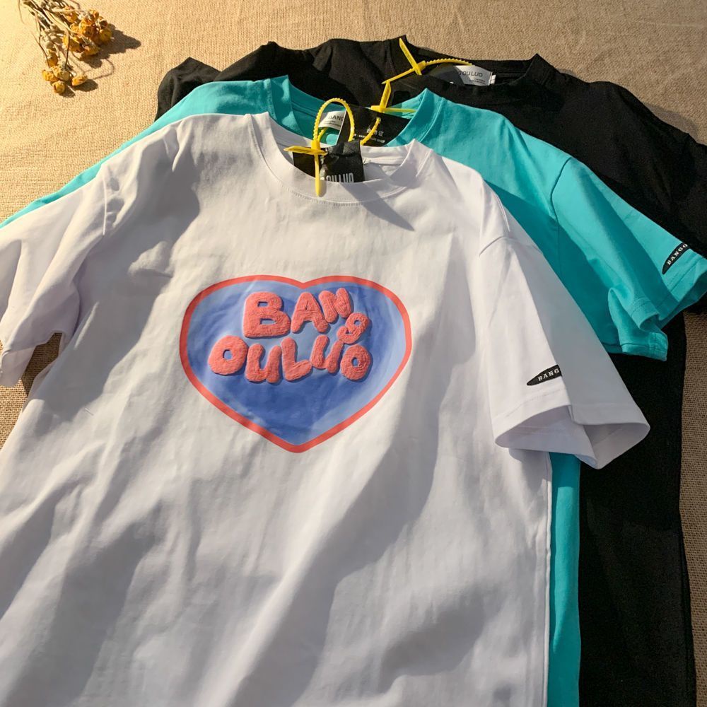 Áo Thun Nữ Ngắn Tay In Hình Trái Tim Thời Trang Hàn Quốc