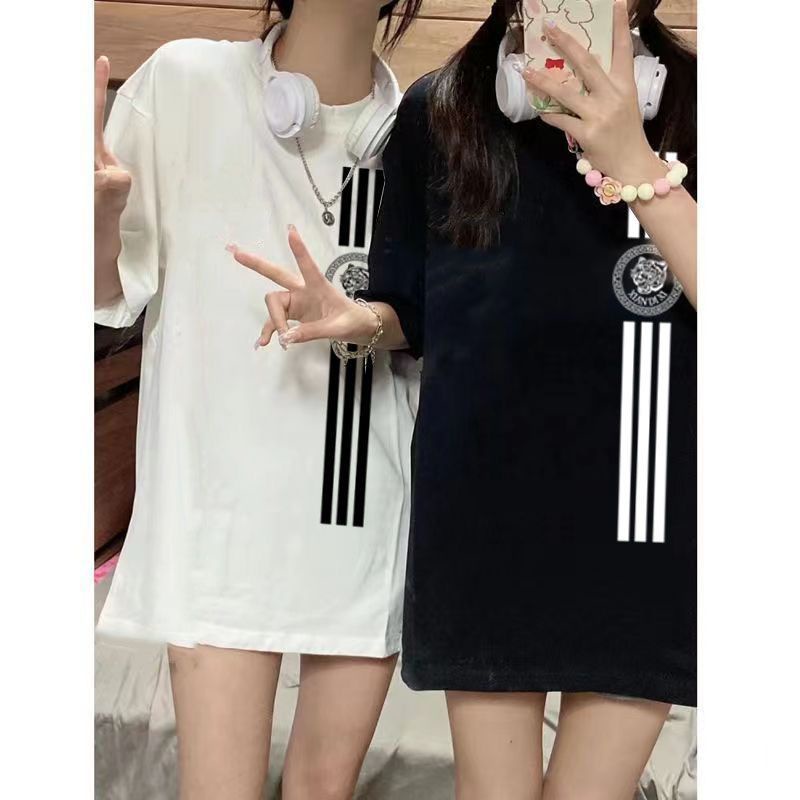 Áo Thun Tay Ngắn Cổ Tròn Dáng Rộng In Họa Tiết Đơn Giản Phong Cách Đường Phố Thời Trang Mùa Hè