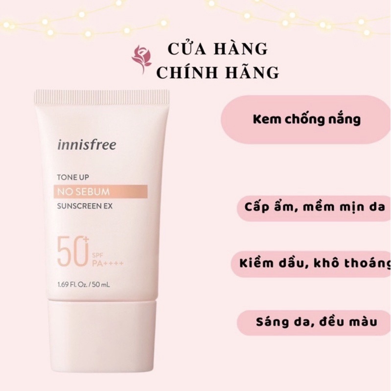 (MẪU MỚI) KEM CHỐNG NẮNG INNISFREE DAILY UV PROTECTION CREAM NO SEBUM SPF35 PA+++ 50ML à