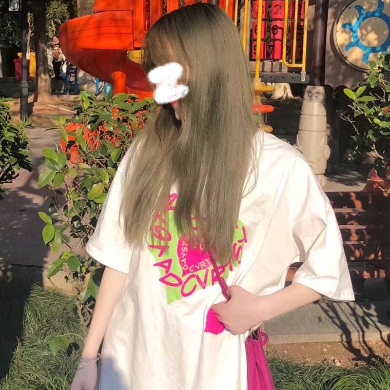 Áo Thun Tay Ngắn Cổ Tròn Dáng Rộng In Hình Trái Tim Đơn Giản Thời Trang Mùa Hè Cho Nữ