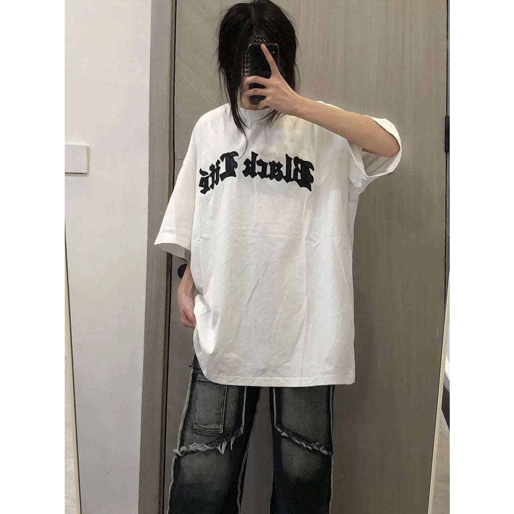 Áo Thun Tay Ngắn Dáng Rộng In Chữ No Pilling Phong Cách Đường Phố Mỹ Thời Trang Mùa Hè Cho Nữ