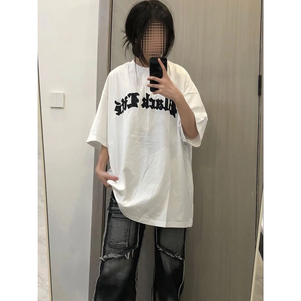 Áo Thun Tay Ngắn Dáng Rộng In Chữ No Pilling Phong Cách Đường Phố Mỹ Thời Trang Mùa Hè Cho Nữ