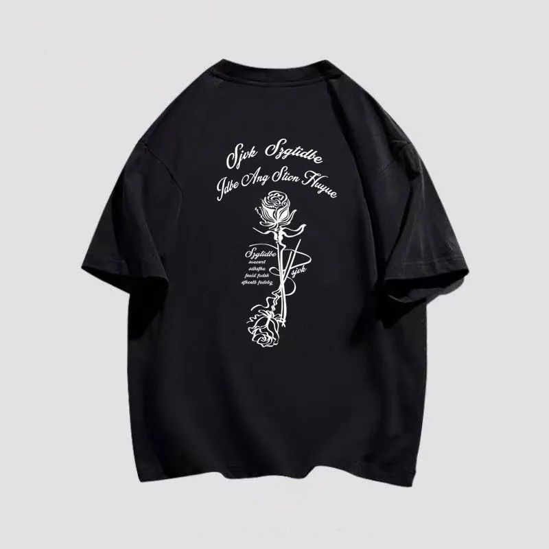 Áo Thun Tay Ngắn Cổ Tròn Dáng Rộng In Chữ No Pilling Màu Xanh Dương Phong Cách Đường Phố Retro Mỹ