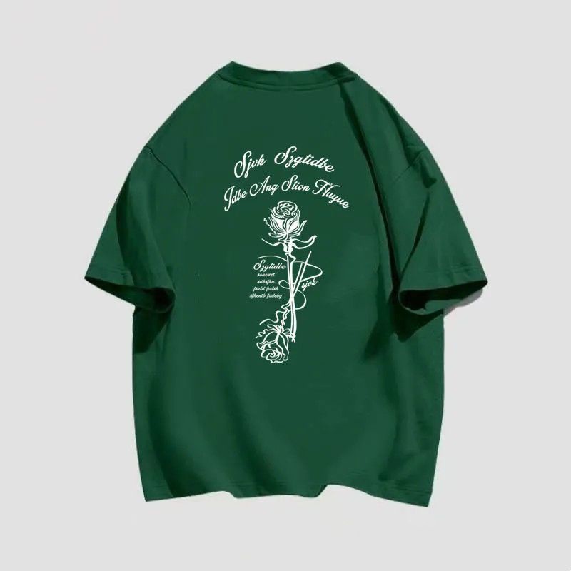 Áo Thun Tay Ngắn Cổ Tròn Dáng Rộng In Chữ No Pilling Màu Xanh Dương Phong Cách Đường Phố Retro Mỹ