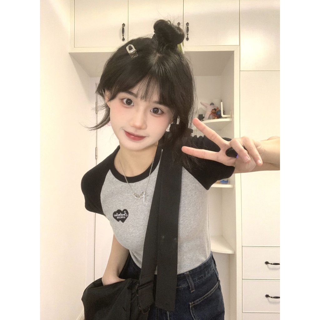 Áo Thun Tay Ngắn Dáng Ôm Phong Cách Retro Mỹ Thời Trang Mùa Hè Cho Nữ