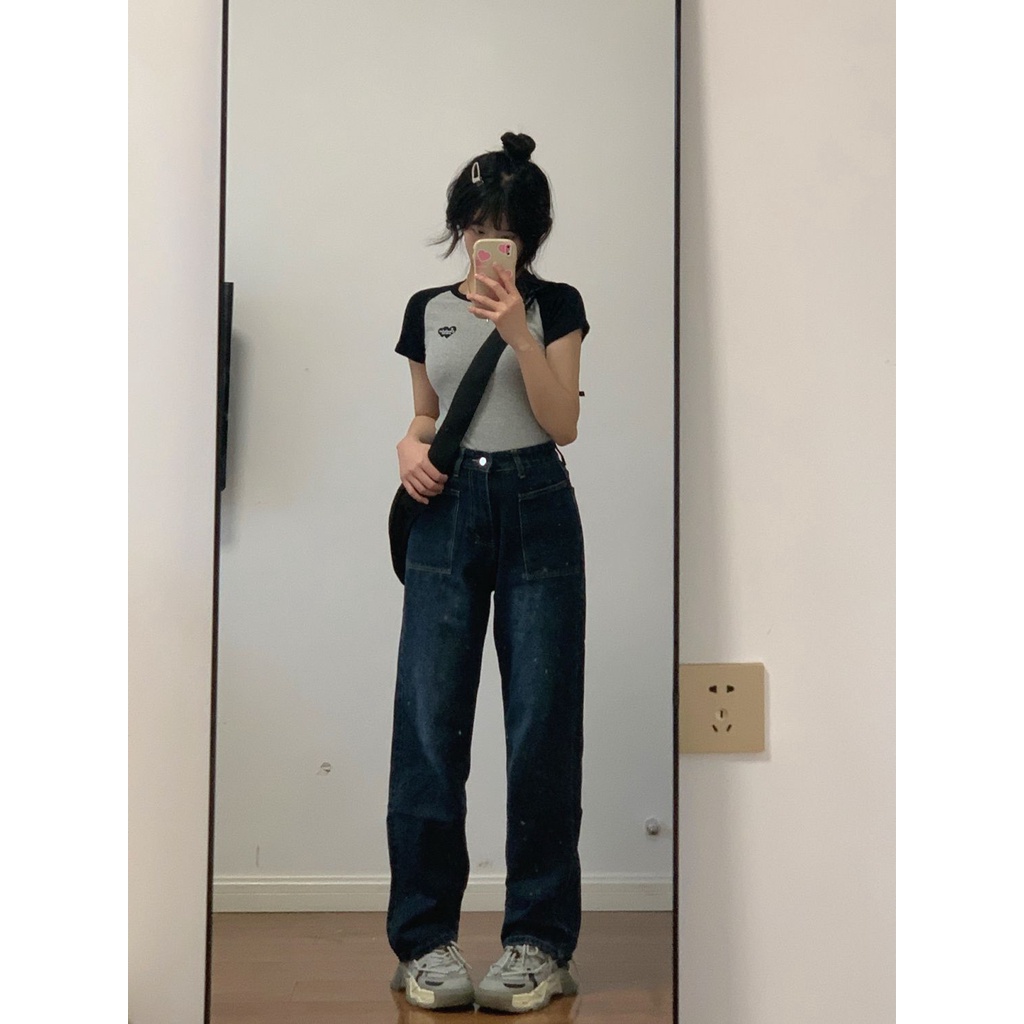 Áo Thun Tay Ngắn Dáng Ôm Phong Cách Retro Mỹ Thời Trang Mùa Hè Cho Nữ