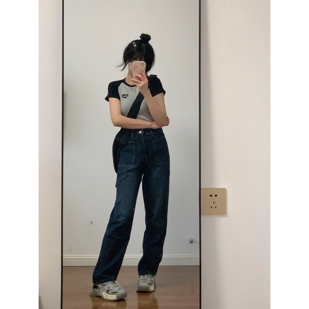 Áo Thun Tay Ngắn Dáng Ôm Phong Cách Retro Mỹ Thời Trang Mùa Hè Cho Nữ