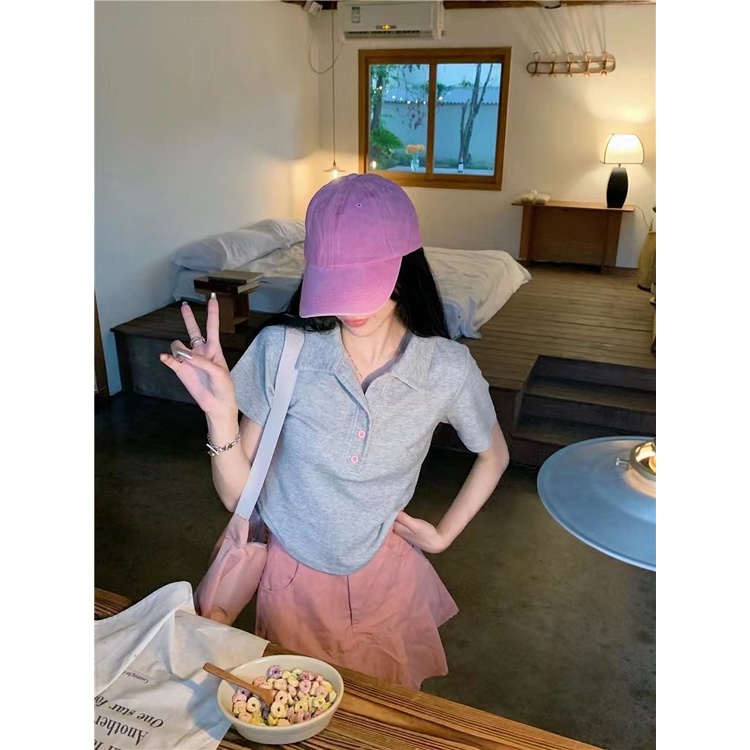 Áo Thun polo Ngắn Tay Dáng Ôm Thiết Kế Lệch Tà Thời Trang Mùa Hè Cho Nữ