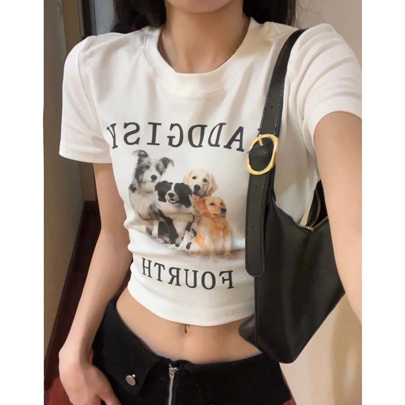 Áo Thun Ngắn Tay Trễ Vai Eo Cao Thời Trang Mùa Hè Cho Nữ