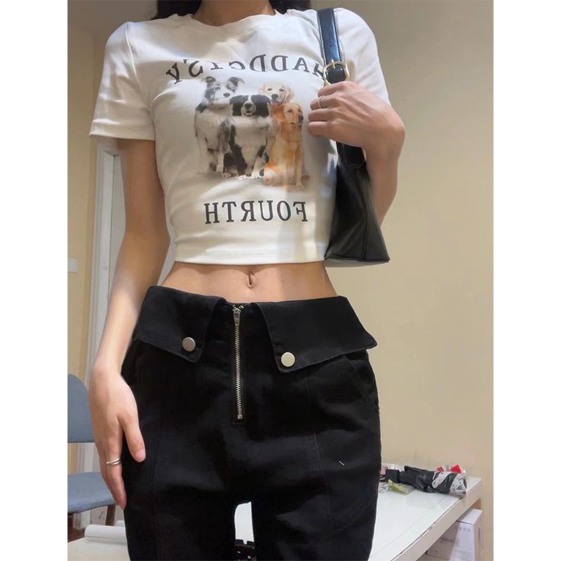 Áo Thun Ngắn Tay Trễ Vai Eo Cao Thời Trang Mùa Hè Cho Nữ