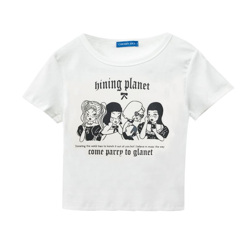 Áo Thun Tay Ngắn Hở Vai Dáng Ôm Phong Cách Mỹ Thời Trang Mùa Hè Cho Nữ