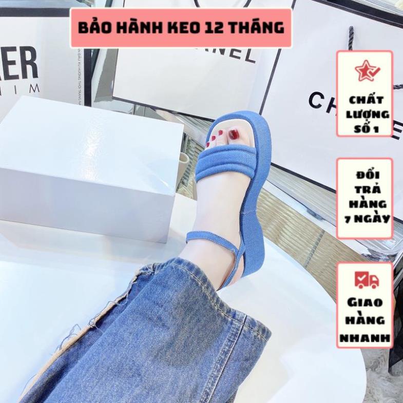GIÀY SANDAL JEAN ĐẾ BÁNH MÌ 5 PHÂN QUAI NGANG ĐƠN GIẢN MỀM ÊM
