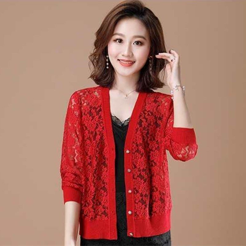 Áo Khoác Cardigan Ren Hoa Mỏng Dáng Ngắn Thời Trang Mùa Hè Dành Cho Nữ 2023