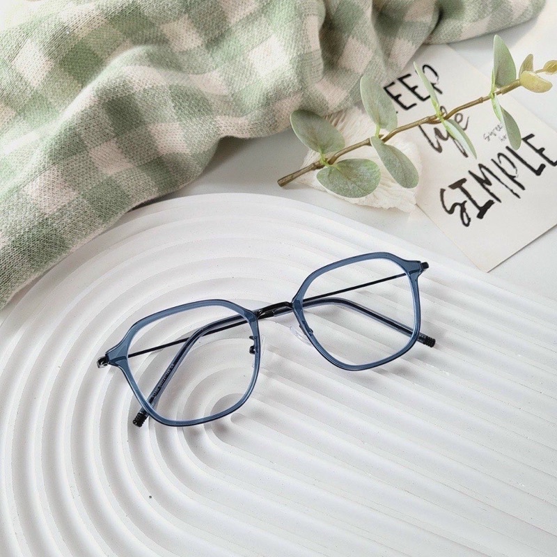 Kính giả cận, Gọng kính cận cao cấp 01340 kim loại mix nhựa form tròn basic Jolie eyewear