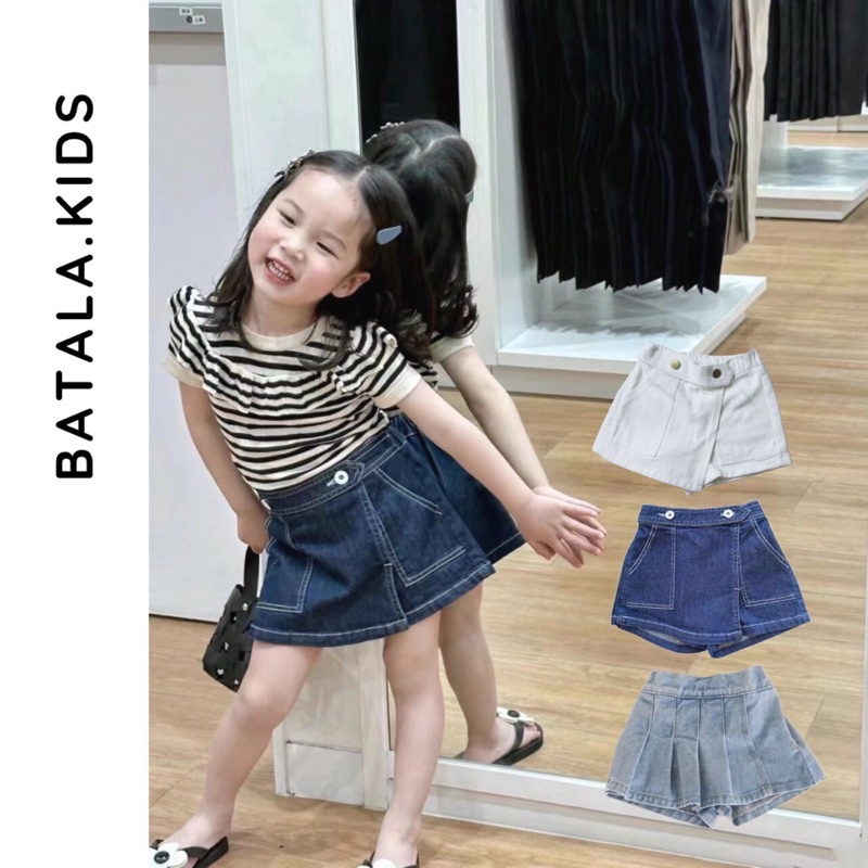 Chân váy jean bé gái Batala kids, quần jean giả váy đi học đi chơi mềm mại thoải mái cho bé từ 10-25kg VAYJEAN