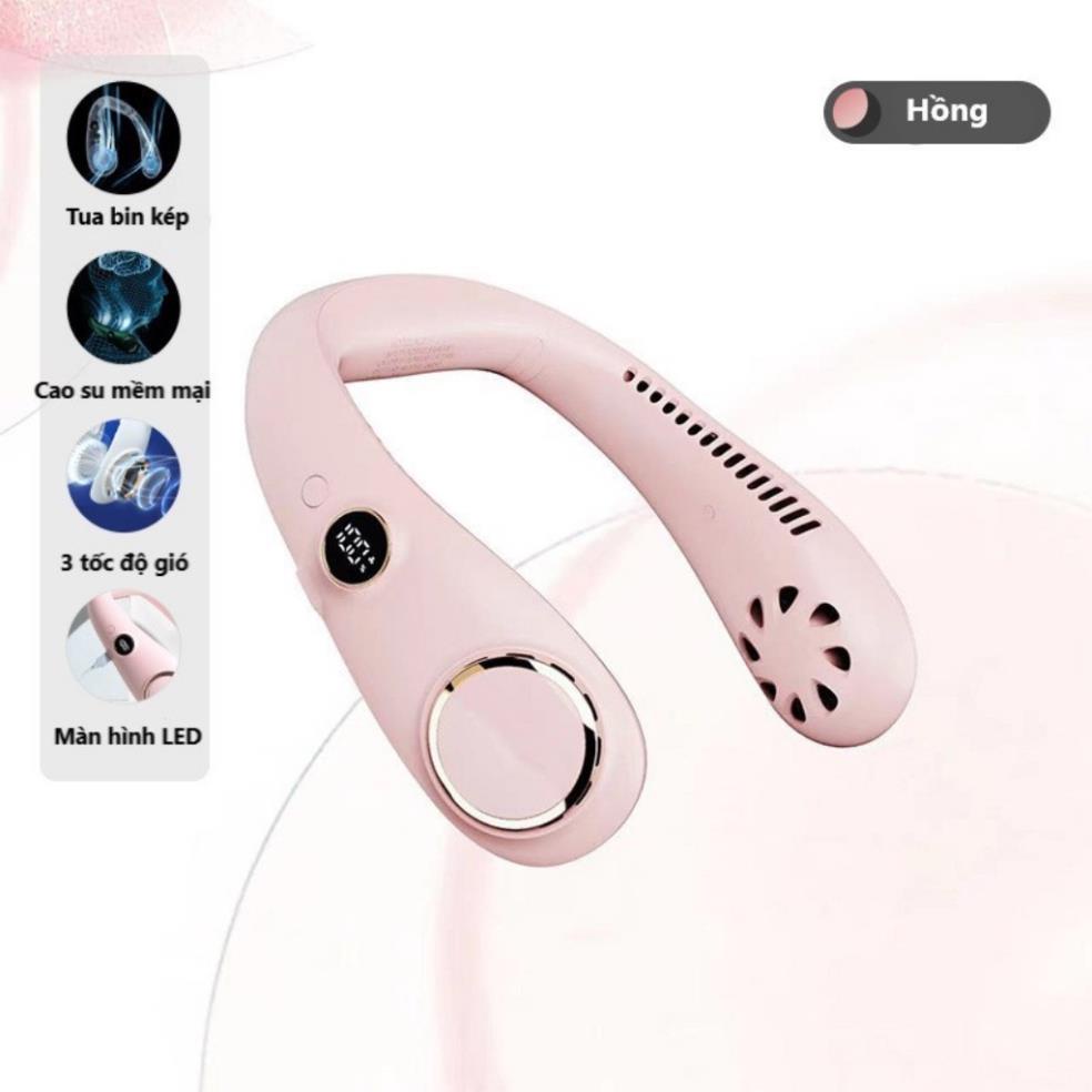 Quạt Đeo Cổ Mini Tích Điện Siêu Hot - Quạt Đeo Cổ Không Cánh Sạc USB Không Cánh Thông Minh, Quạt Gió Cực Mạnh