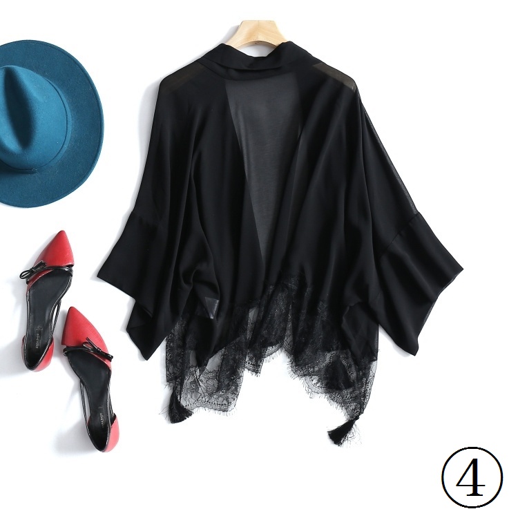 Áo Khoác Cardigan Chiffon Phối Ren Tua Rua Chống Nắng Thời Trang Xuân Hè 2022 Cho Nữ
