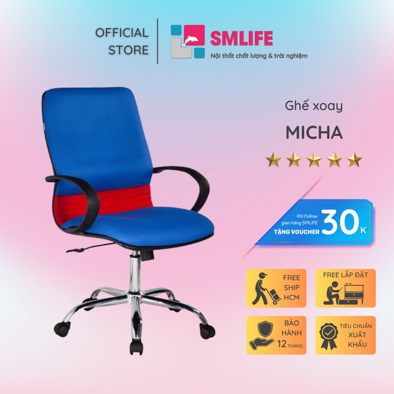 Ghế xoay văn phòng lưng trung bọc vải SMLIFE Micha