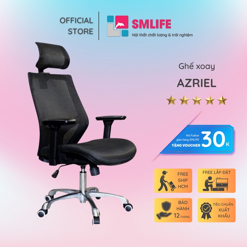 Ghế xoay văn phòng cao cấp có tựa đầu SMLIFE Azriel