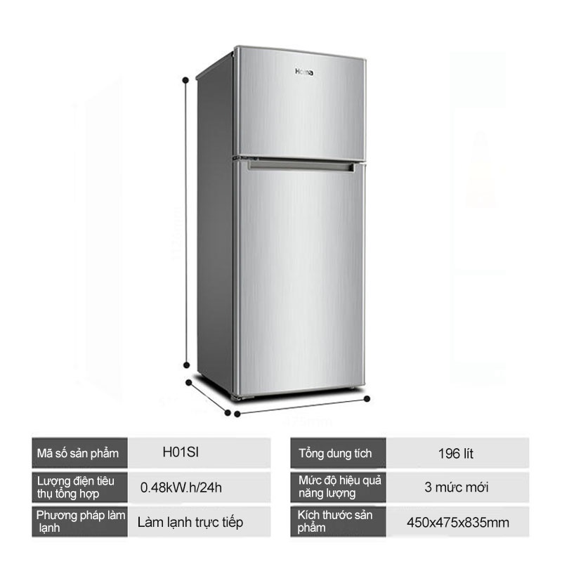 Tủ lạnh 2 ngăn 118 lít, Tủ Lạnh Mini ngăn đá và ngăn lạnh giữ đồ luôn tươi mới, Tủ Nhỏ gọn dung tích lớn