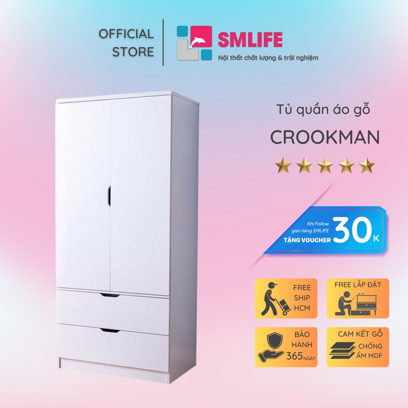 Tủ áo MDF phủ melamine mini SMLIFE Crookman