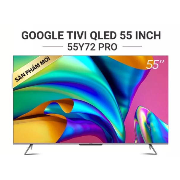 Google Tivi Coocaa 4K 55Inch 55Y72 Màn hình không viền 4.0,Flicker Free bảo vệ mắt,Điều khiển giọng nói
