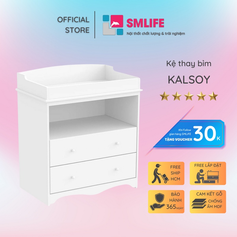 Kệ gỗ thay tã cho bé SMLIFE Kalsoy | Gỗ MDF dày 17mm chống ẩm | D75xR50xC95cm